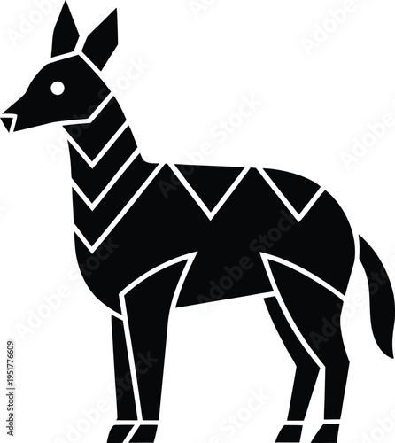 totemic animal symbol silhouette vector art illustration, black and white design