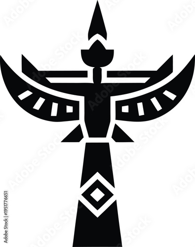 totemic symbol silhouette vector art illustration, black and white design