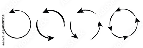 Photos Clockwise rotating arrow black hand drawn icon in grunge look eps 10