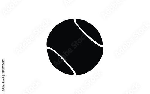 Tennis ball icon black silhouette isolated on white background sports equipment