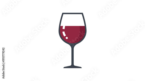 Wineglass, alcohol drink goblet; wine glass, chalice, stemmed cup; bar drinkware, stemware vessel for alcoholic beverage, festive party; flat vector illustration isolated on a white background