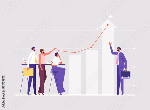 Business meeting with the team, ideas and strategies for company success, business analytics professionals guiding investment strategy and financial growth decisions effectively