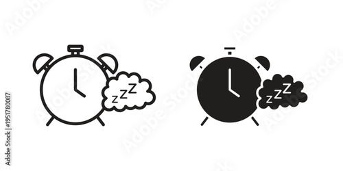 Alarm snooze icon linear vector outline, symbol logo design style