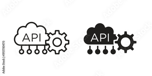 API icon linear vector outline, symbol logo design style