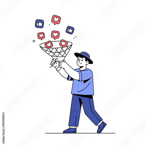 Man Catching Social Media.