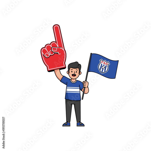 Man Holding Foam Finger.