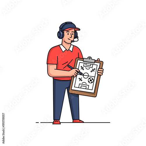 Soccer Coach Holding Clipboard.