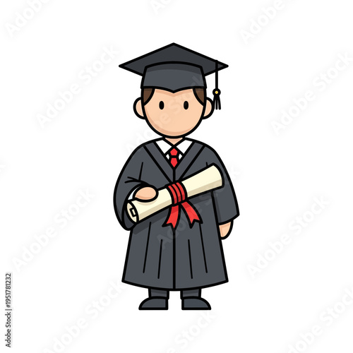 Young Boy Wearing Graduation.