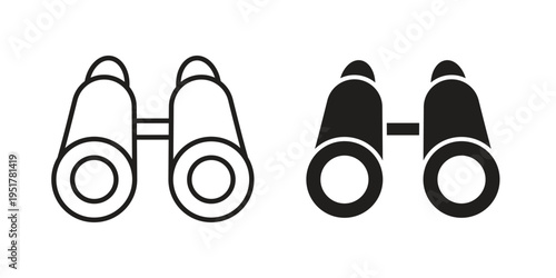 Binoculars icon linear vector outline, symbol logo design style