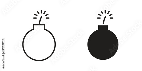 Bomb icon linear vector outline, symbol logo design style