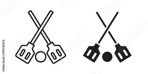 Broom-ball icon linear vector outline, symbol logo design style