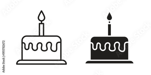 Cake icon linear vector outline, symbol logo design style