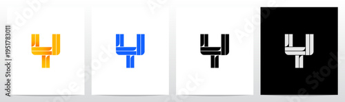 Parallel Geometric Rectangles Square Alphabet Initial Letter Logo Design Y