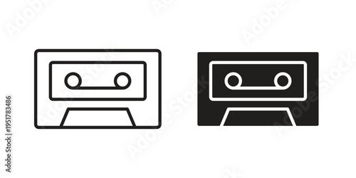 Cassette tape icon linear vector outline, symbol logo design style