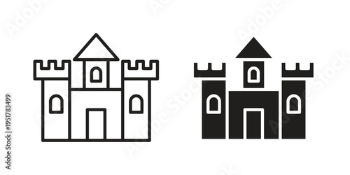 Castle icon linear vector outline, symbol logo design style