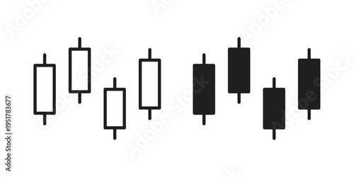 Chart candlestick icon linear vector outline, symbol logo design style