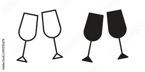 Champagne Glass icon linear vector outline, symbol logo design style