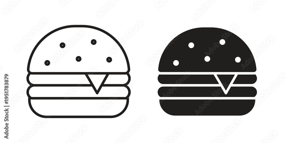 Fototapeta premium Cheese burger icon linear vector outline, symbol logo design style