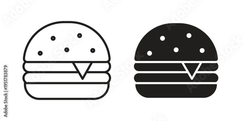 Cheese burger icon linear vector outline, symbol logo design style