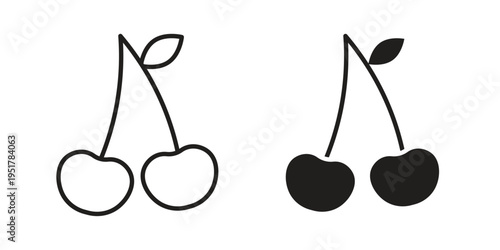 Cherry icon linear vector outline, symbol logo design style