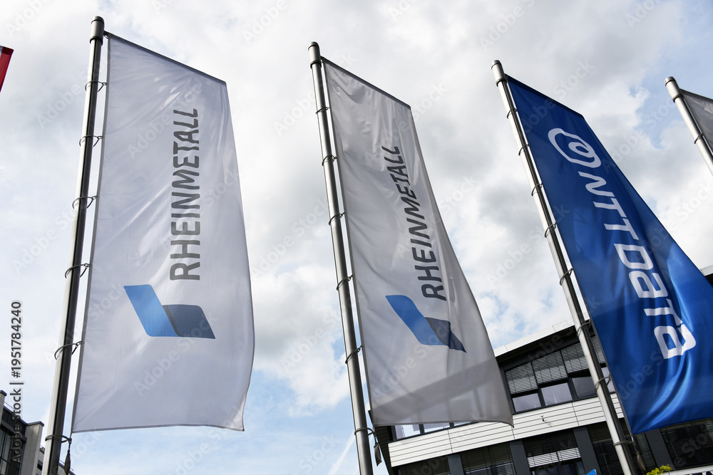 Fototapeta premium Dusseldorf, North Rhine-Westphalia, Germany - May 16, 2024: headquarters of Rheinmetall AG in Dusseldorf, Germany - Rheinmetall is a European defence contractor