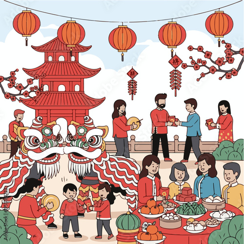 People Celebrating Chinese New Year Festival.