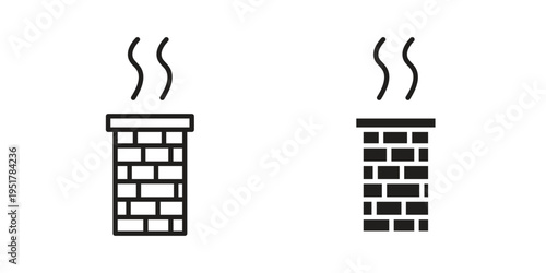 Chimney icon linear vector outline, symbol logo design style