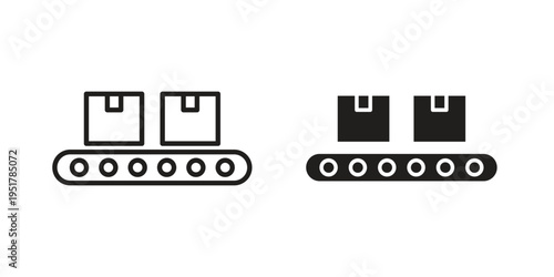 Conveyor belt icon linear vector outline, symbol logo design style