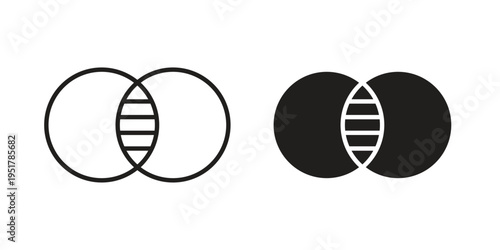 Diagram venn icon linear vector outline, symbol logo design style