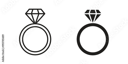 Diamond ring icon linear vector outline, symbol logo design style