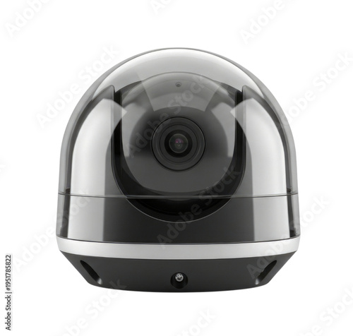 Modern security dome camera cutout isolated on transparent bg, png
