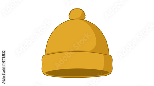 A knitted beanie, featuring a warm, cozy design with a cuffed folded brim, embodies modern casual street style as a versatile accessory for fall and winter, depicted in a flat vector illustration on
