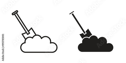 Digging icon linear vector outline, symbol logo design style