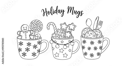 Holiday mugs with candy and treats