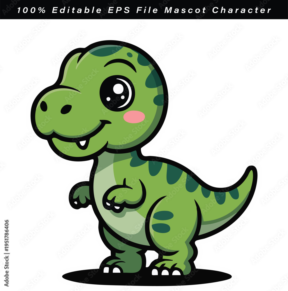 Fototapeta premium Friendly cartoon dinosaur mascot character in editable vector format