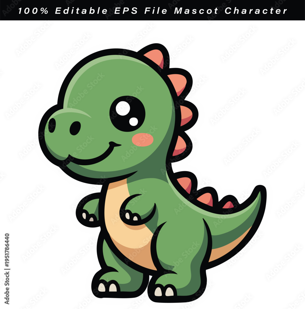 Fototapeta premium Friendly cartoon dinosaur mascot character in editable vector format