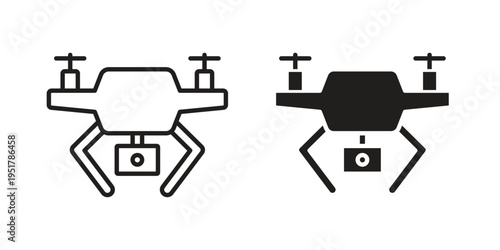 Drone icon linear vector outline, symbol logo design style