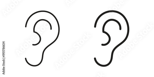 Ear icon linear vector outline, symbol logo design style