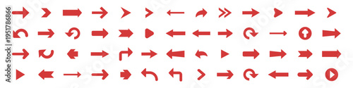 Arrow direction icon set vector sign symbol navigation pointer interface ui cursor move forward backward up down left right minimal simple line bold isolated infographic control button indicator 
