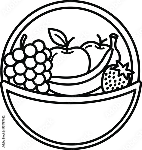 Fresh fruit bowl illustration