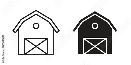 Farm icon linear vector outline, symbol logo design style