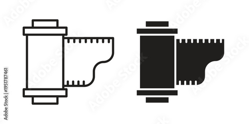 Film canister icon linear vector outline, symbol logo design style