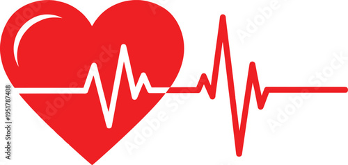 A red heart symbol combined with a heartbeat line graphic Vector