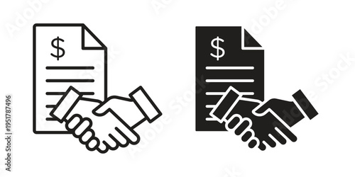 financial contract icon linear vector outline, symbol logo design style