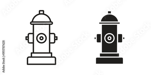 Fire hydrant icon linear vector outline, symbol logo design style