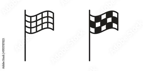 Flag checkered icon linear vector outline, symbol logo design style