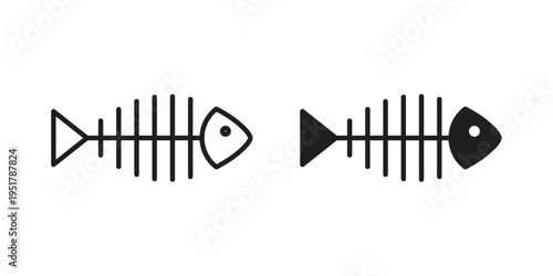 Fish bones icon linear vector outline, symbol logo design style