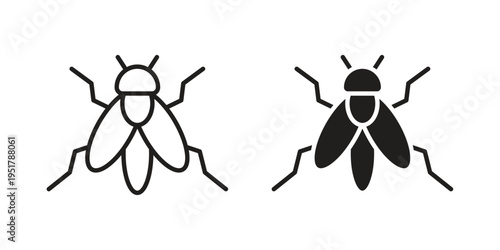 Fly insect icon linear vector outline, symbol logo design style