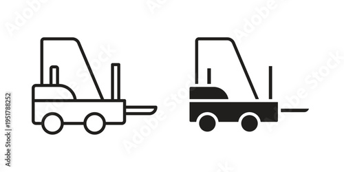 Forklift icon linear vector outline, symbol logo design style