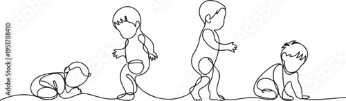 babies, children, newborns one line art. Continuous line drawing of child, childhood, newborn, new life, son, daughter, silhouette. one line Icon drawing